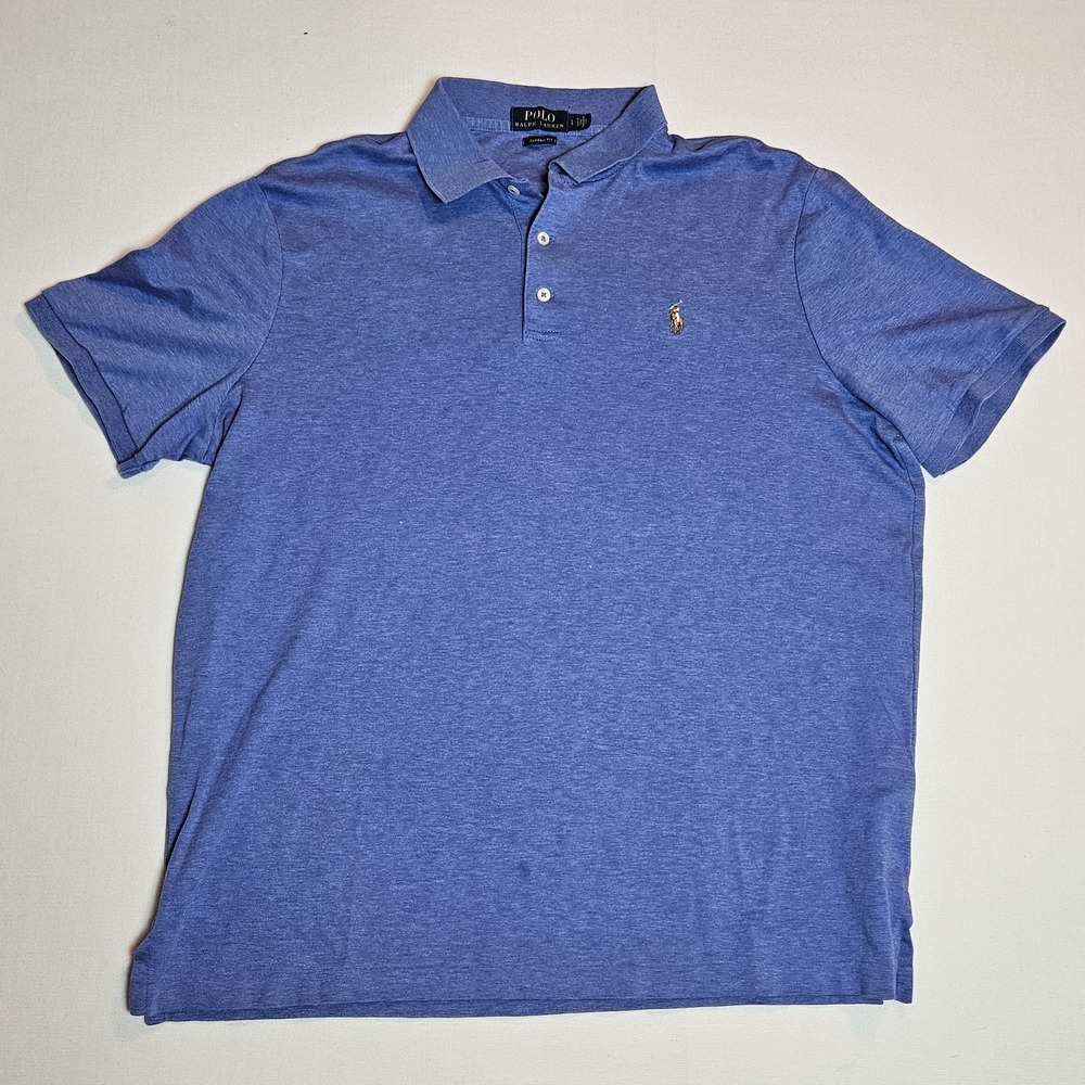 Polo Ralph Lauren Classic Fit‎ Blue Polo Shirt Men's Size L Cotton Pony Logo